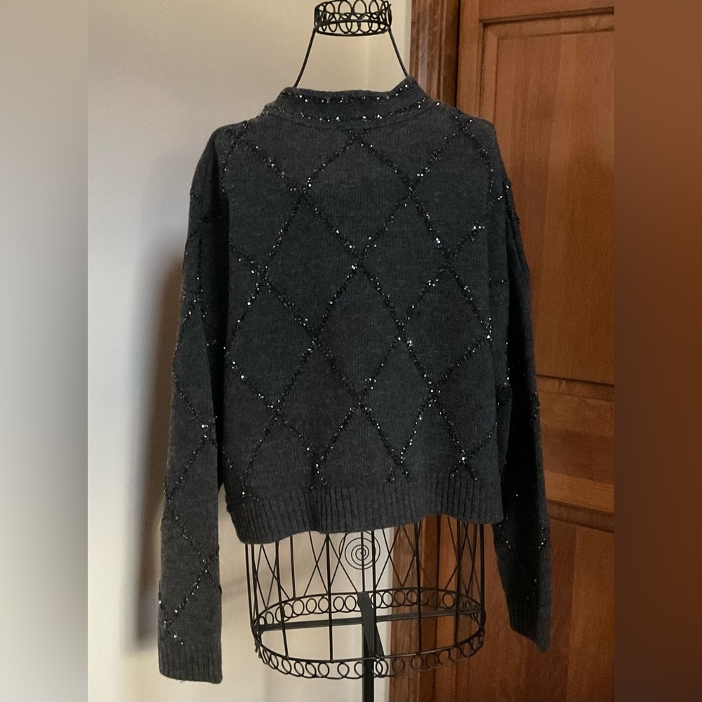 Christian Lacroix charcoal grey embellished Cardigan, Medium, NEW - Picture 4 of 9